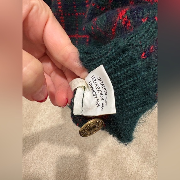 Vintage Edinburgh Woollen Mill Plaid Cardigan Sweater Oversized Holiday Winter 🎄 - Picture 3 of 6